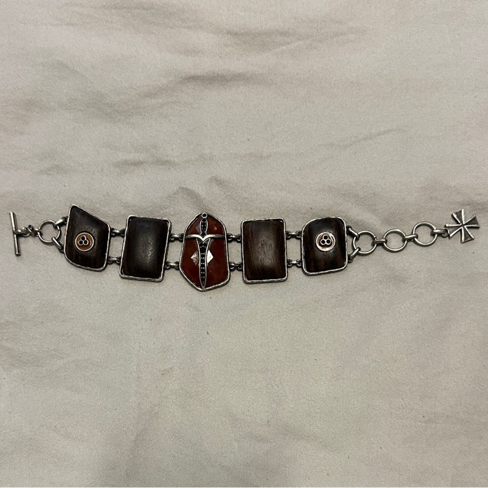Lucky Brand Silver and Brown Bracelet